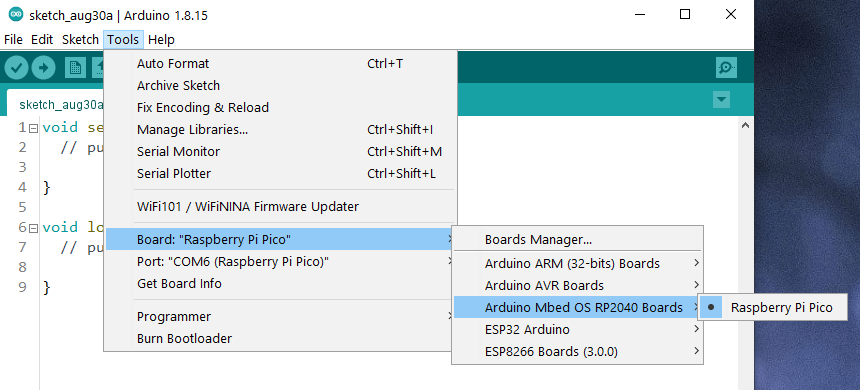 Arduino-IDE-1-Raspberry-Pi-Pico-on-Boards-Manager-1