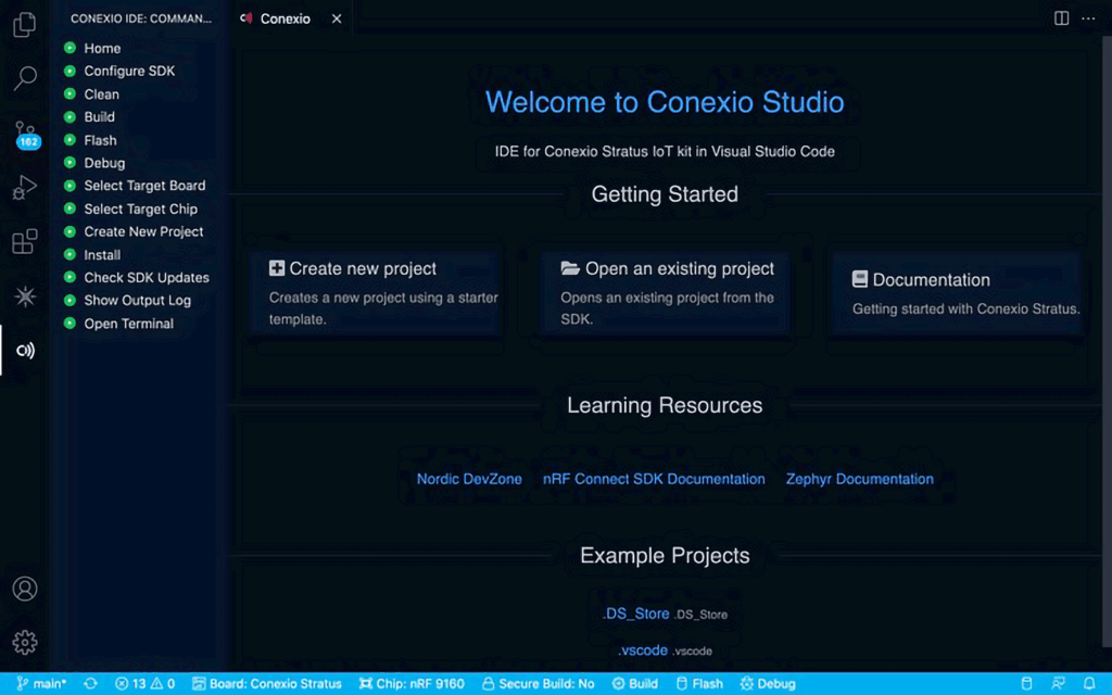 Conexio-Stratus-nRF9160-Cellular-IoT-Development-Kit-Conexio-Studio-VS-Code-IDE-Extension-Screenshot-01_1