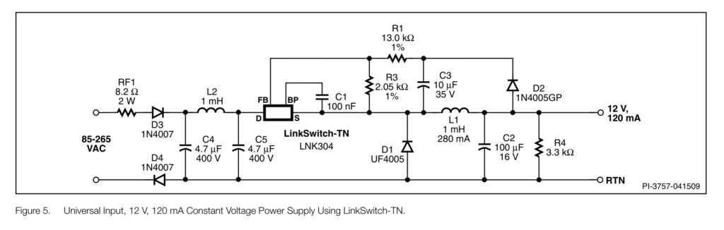 Power-Integrations-LinkSwitch-LNK302DG-High-Voltage-Buck-Converter-Application-Schematic-CIRCUITSTATE-Electronics-01