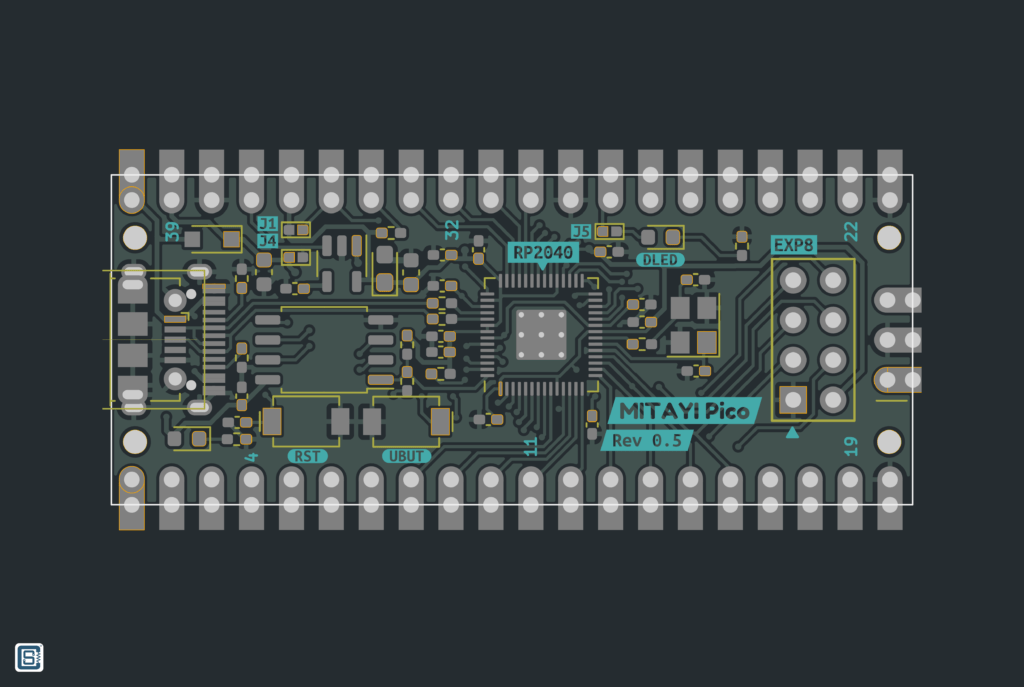 MITAYI Pico RP2040 r0.5 PCB vector image top