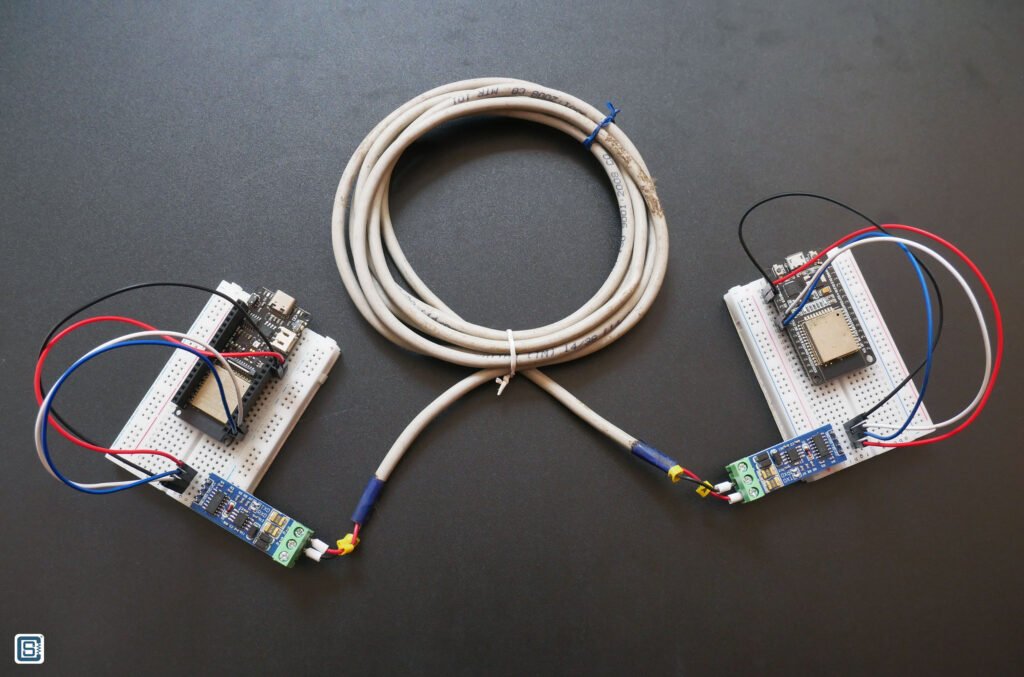 Connecting two FireBeetle ESP32 boards via MAX485+CD4069 RS-485 module