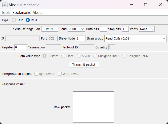 Modbus Mechanic Client Emulaotor Screenshot CIRCUITSTATE Electronics