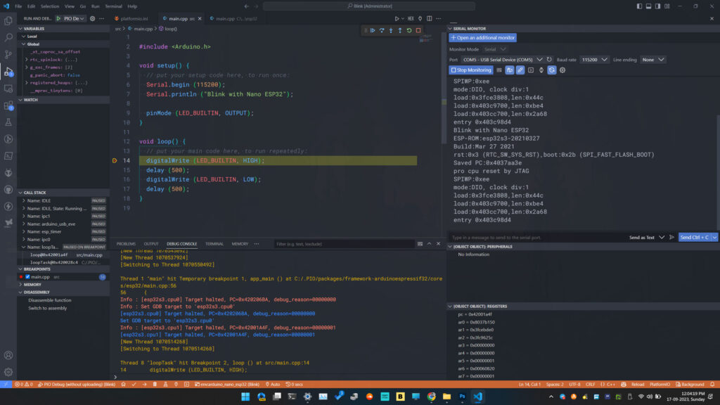 Arduino Nano ESP32-S3 Debugging Using Native USB-JTAG PlatformIO VS-Code CIRCUITSTATE Electronics