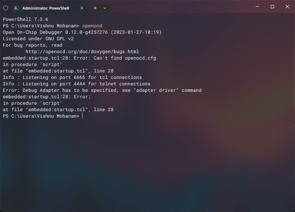 Calling OpenOCD from Windows Terminal for Embedded Debugging CIRCUITSTATE Electronics