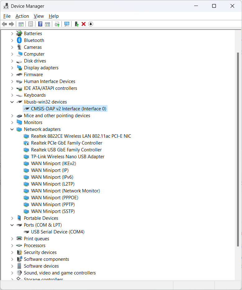 Raspberry Pi Pico Debug Probe USB Device Instances on Windows Device Manager by CIRCUITSTATE Electronics