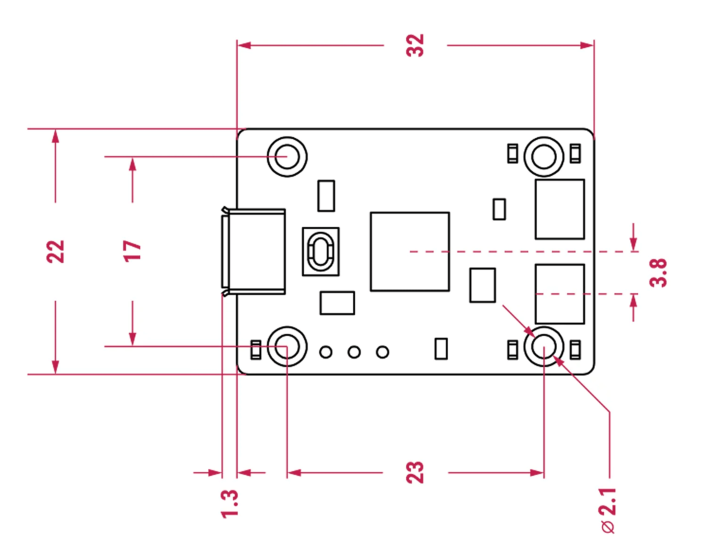 Raspberry Pi RP2040 Official CMSIS-DAP Debug Probe Picoprobe Mechanical Drawing CIRCUITSTATE Electronics