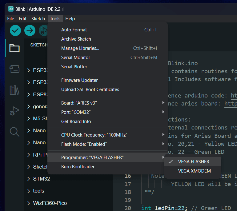 C-DAC VEGA Aries V3 THEJAS32 Microcontroller Board Arduino IDE Select Vega Programmer Flasher by CIRCUITSTATE Electronics