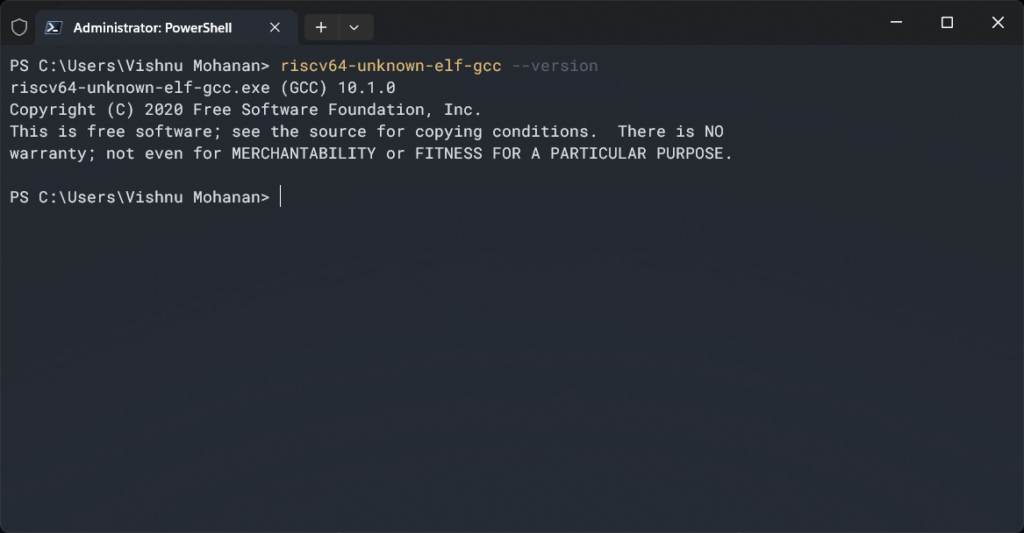 Check RISC V GNU Toolchain Version from Windows Terminal Powershell CIRCUITSTATE Electronics