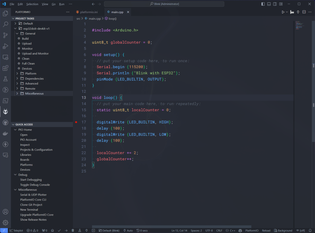 PlatformIO project options in VS Code by CIRCUITSTATE Electronics