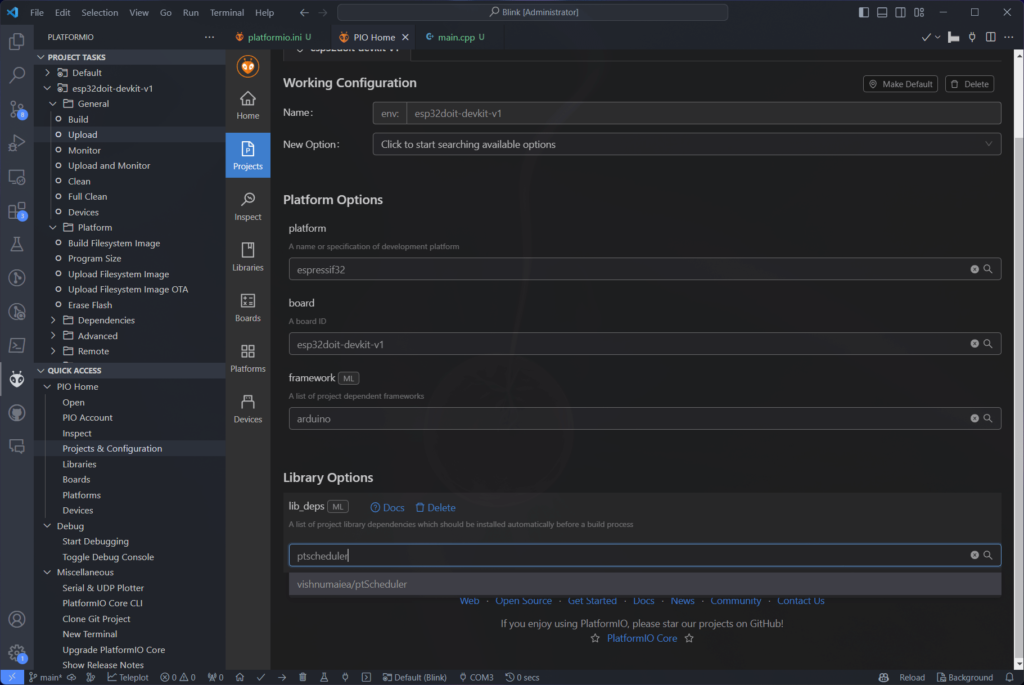 Select library in PlatformIO VS Code by CIRCUITSTATE Electronics